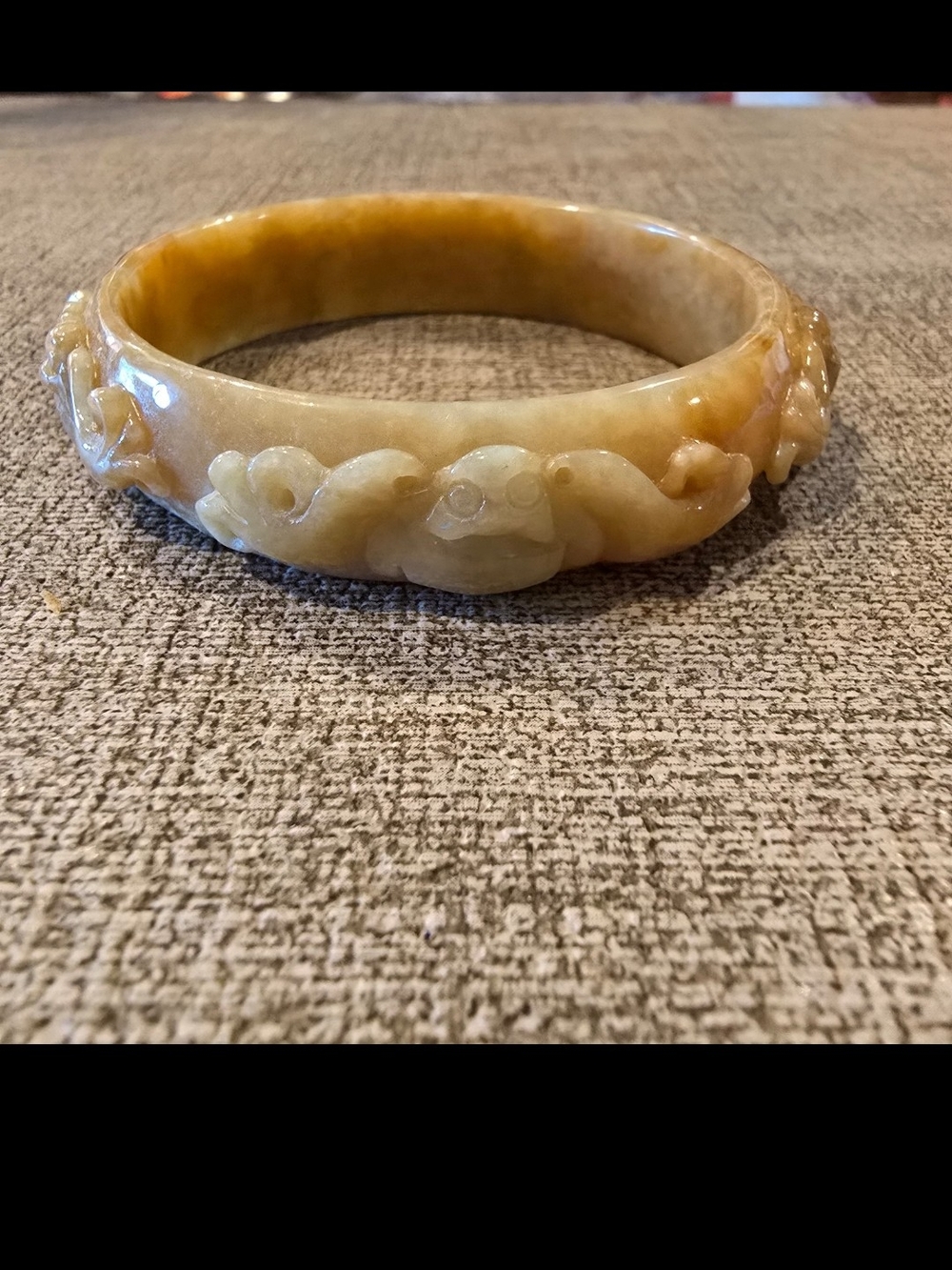Hand-Carved Yellow Jade Bangle Bracelet